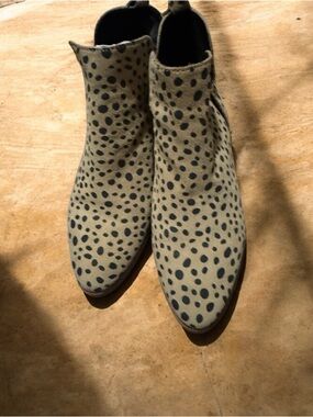 Dolce Vita Beige Suede Ankle Boots with Black Spot Print